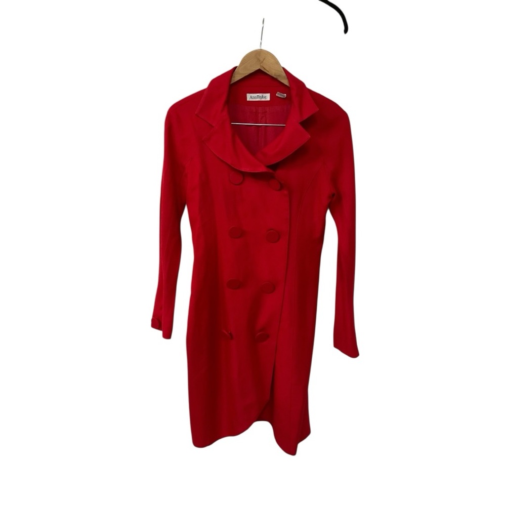 Vintage 90s Ann Taylor Red Button Up Long Sleeve Dress 4